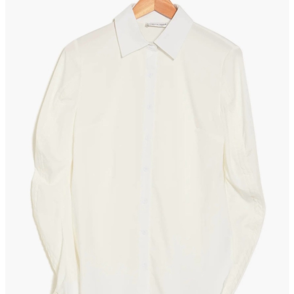 NWT Patrizia Luca Milano Black Laced Sleeve Button-Down Shirt